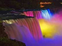 Niagara Falls lit up at night